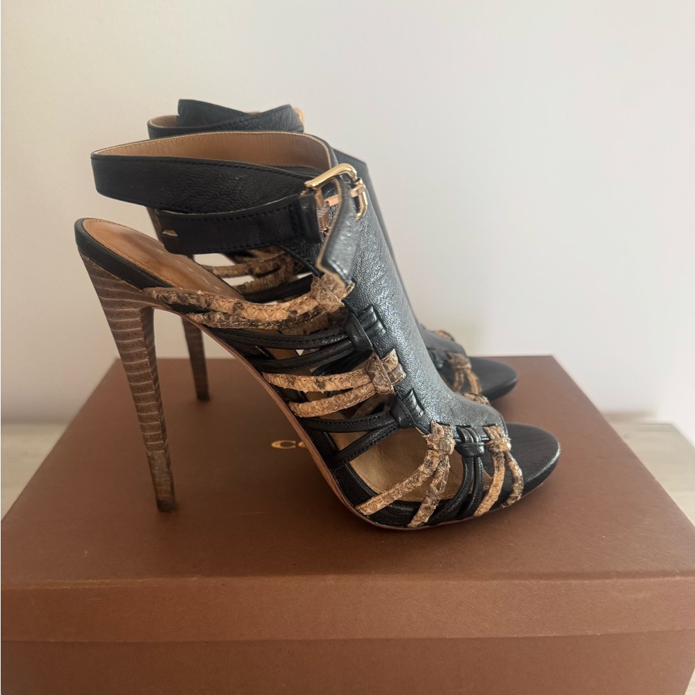 Coach Black and Sand Strappy Heels. Great Condition! - Picture 2 of 6